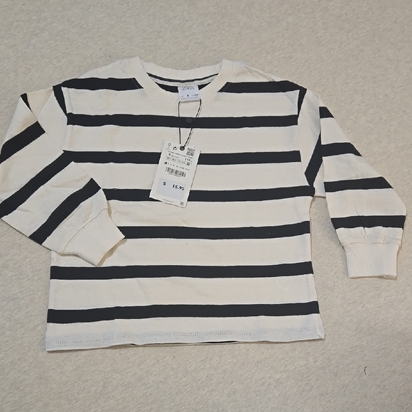 Zara Striped Kids Shirt - Black and White, Size 6 - Picture 1 of 4